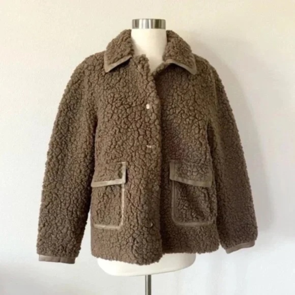 Soft Surroundings Margarete Sherpa Jacket Taupe Small S - Picture 2 of 7
